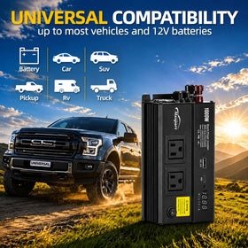 TWING 1000W inverter ports side highlighting multiple connection options.
