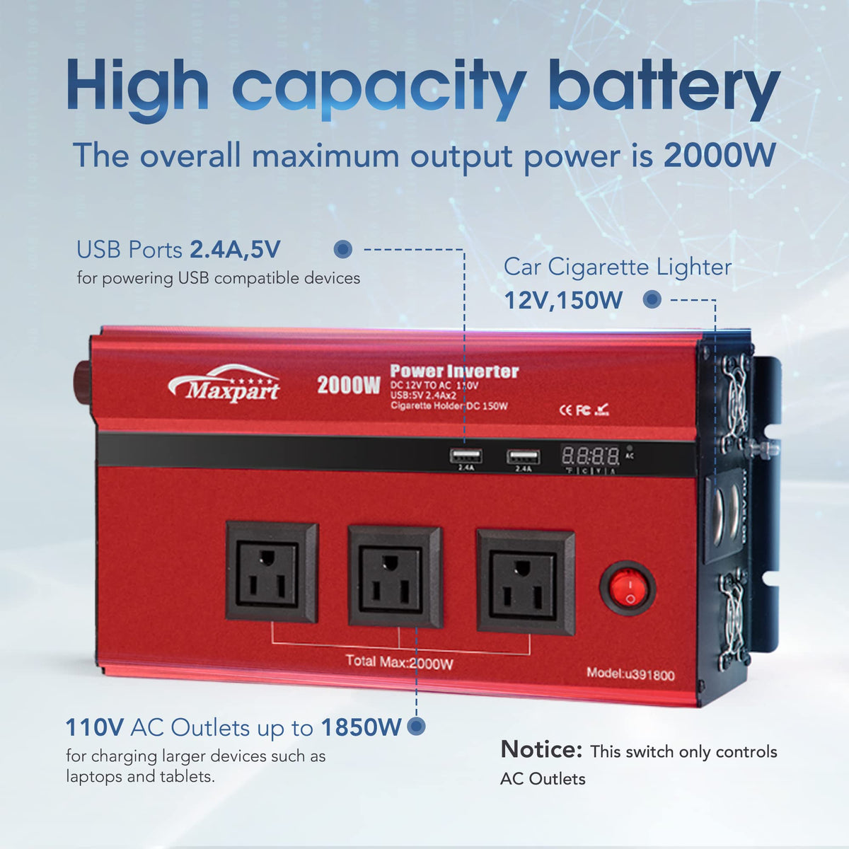 TWING inverter digital display showing status for safe operation