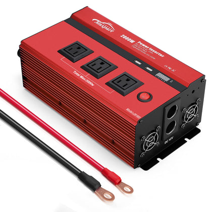 TWING 2000W 12V car inverter front view powering devices on the road