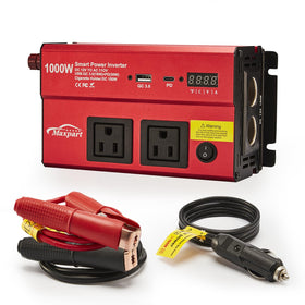 TWING car 1000W inverter front view with dual outlets for on-the-go power.