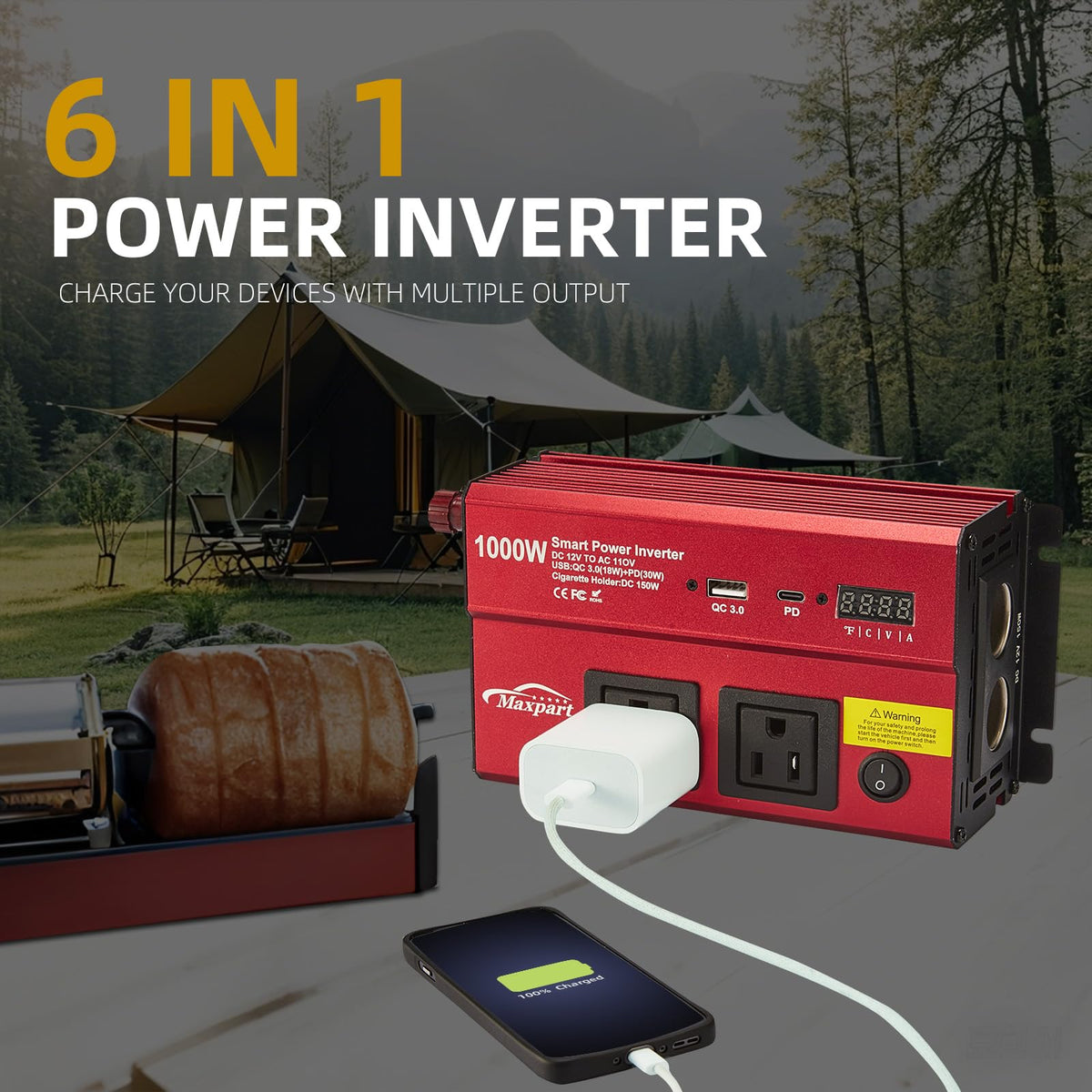 TWING dual 110V outlets ideal for laptops and cameras during road trips.