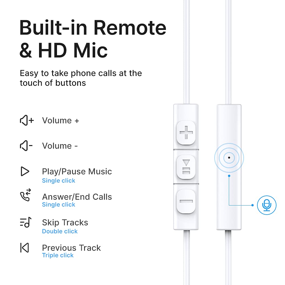 Twinice built-in-mic-remote enables hands-free calls and on-cord controls.