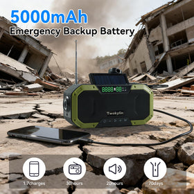 Twokylin emergency radio hand crank provides instant emergency charging.