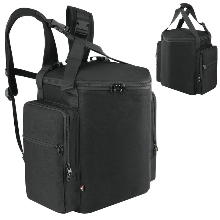 TXEsign front view backpack holding Bose S1 Pro for secure transport
