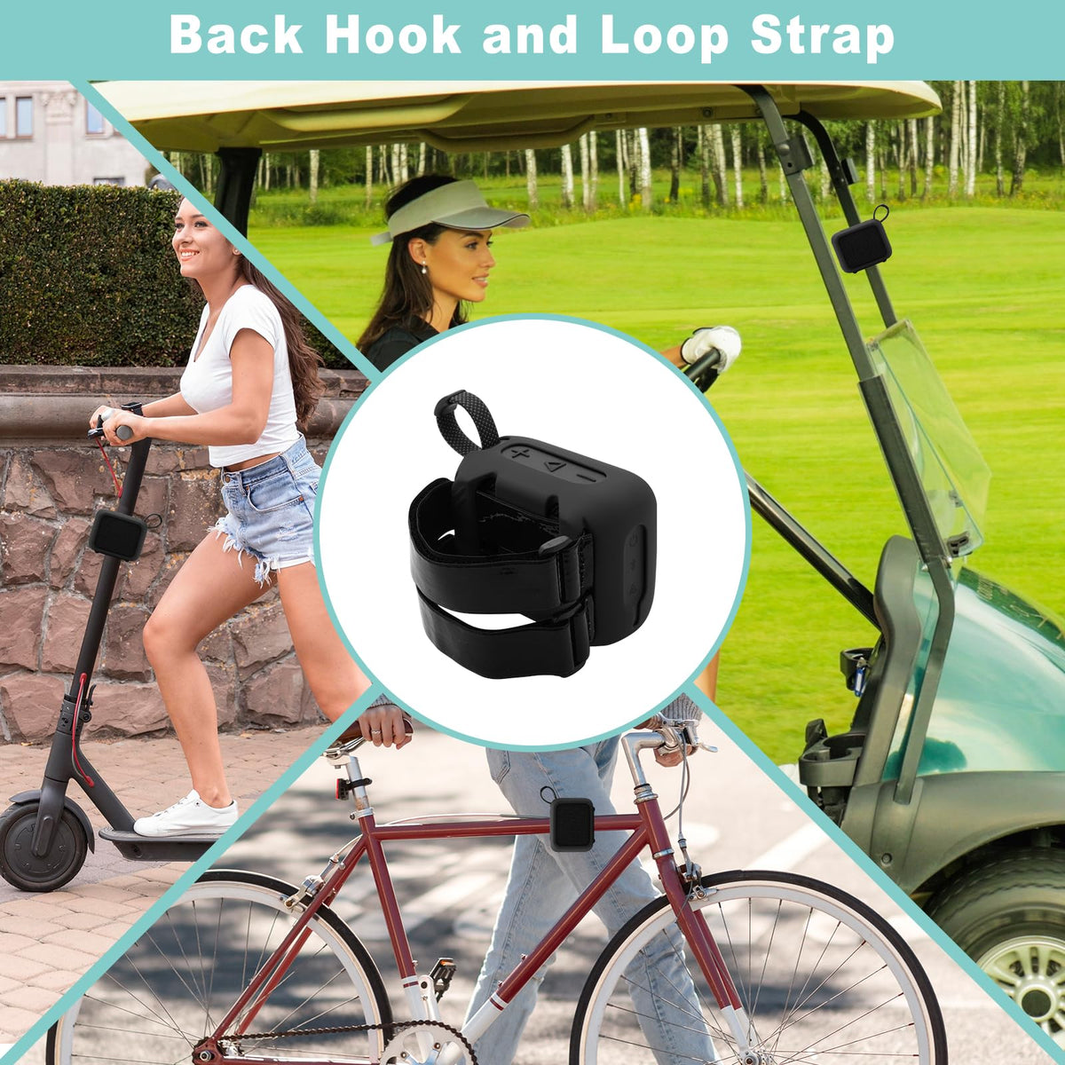 TXEsign mounted on bike rail showing secure travel and hands-free benefit