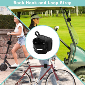 TXEsign mounted on bike rail showing secure travel and hands-free benefit