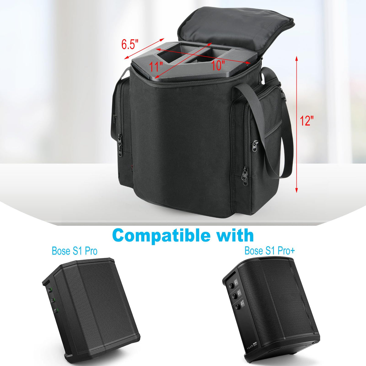 TXEsign side pocket open showing storage for mics and power bank