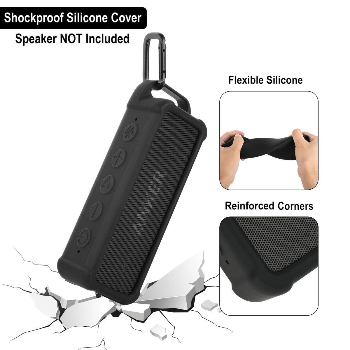 Material close-up shows flexible silicone texture for Soundcore 2.