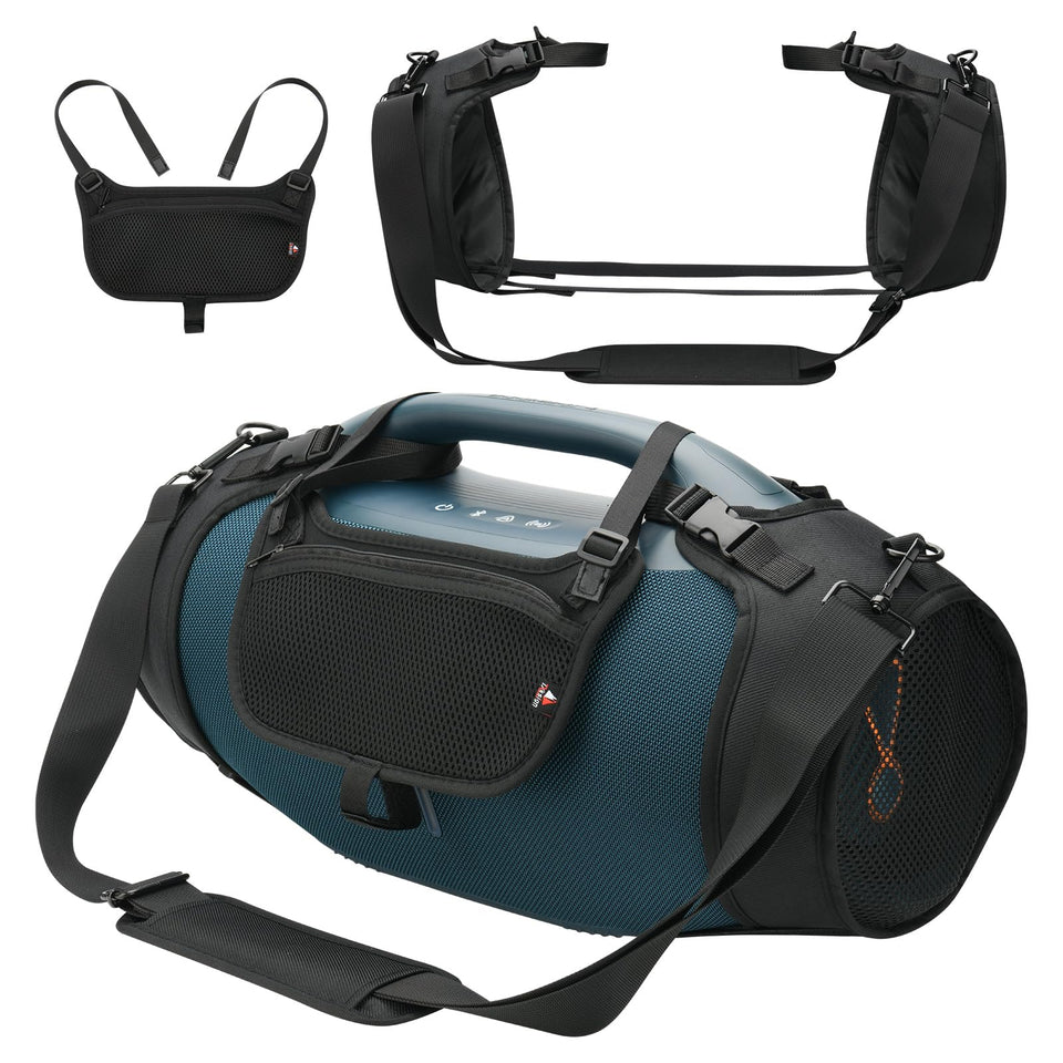 TXEsign Boombox 4 side cover in use for secure hands-free transport