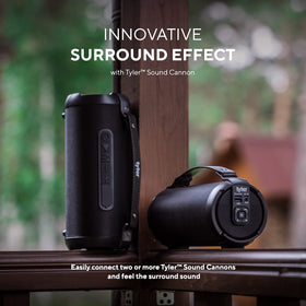 Tyler built-in battery indicator highlights hours of wireless playback.