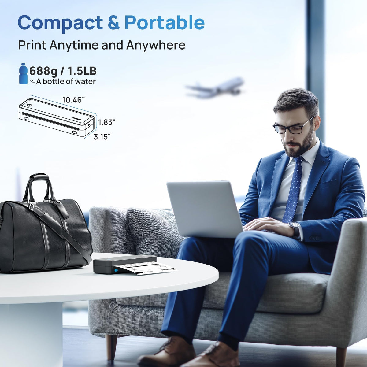 TYPONOS D820 on a home office desk showing space-saving practical benefit