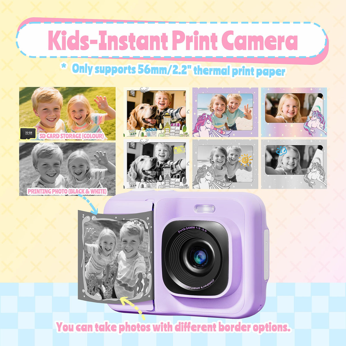 TYPONOS kid camera with filters and frames encourages playful photo art