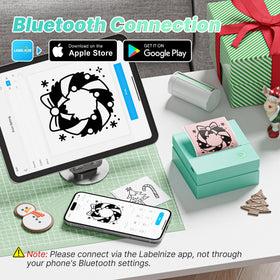 TYPONOS PM290 Bluetooth setup screen highlights wireless connection with smartphones