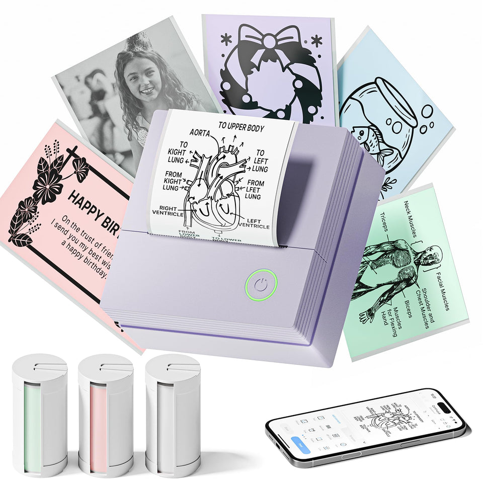 TYPONOS PM290 front view, compact sticker printer for on-the-go labeling.