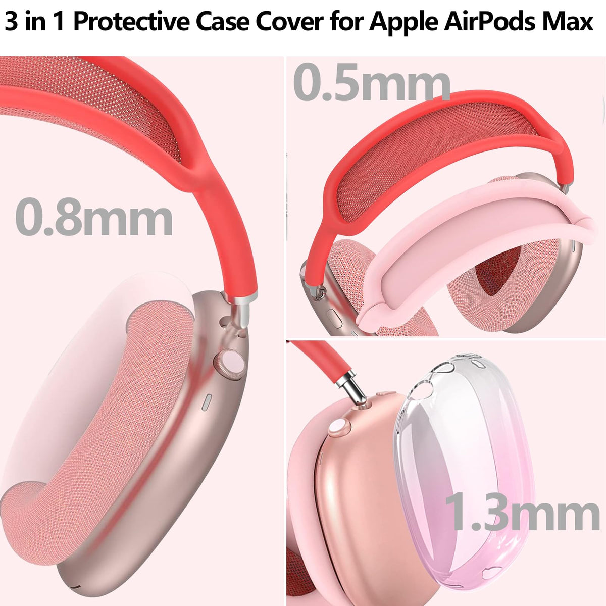 TYSORETY AirPods Max case side view highlights gradient TPU durability.