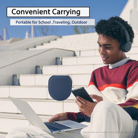 TYSORETY blue travel-ready headphone case ideal for commuting and flights.