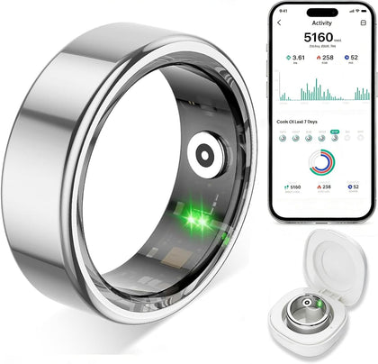 TYUIOL ring front view showing sleek silver finish and wearable benefit