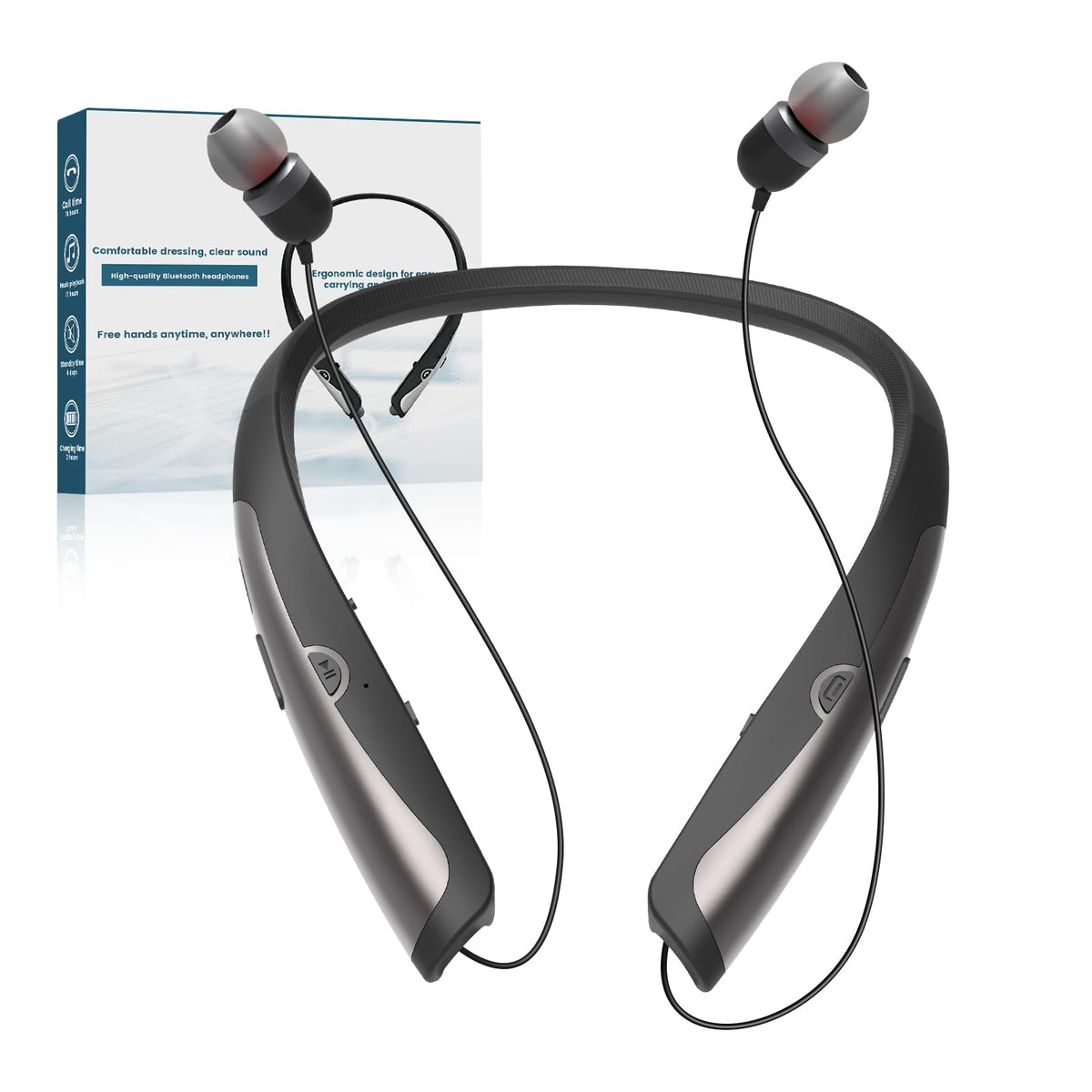 Tyxmere front view bright black neckband showing sleek design and comfort