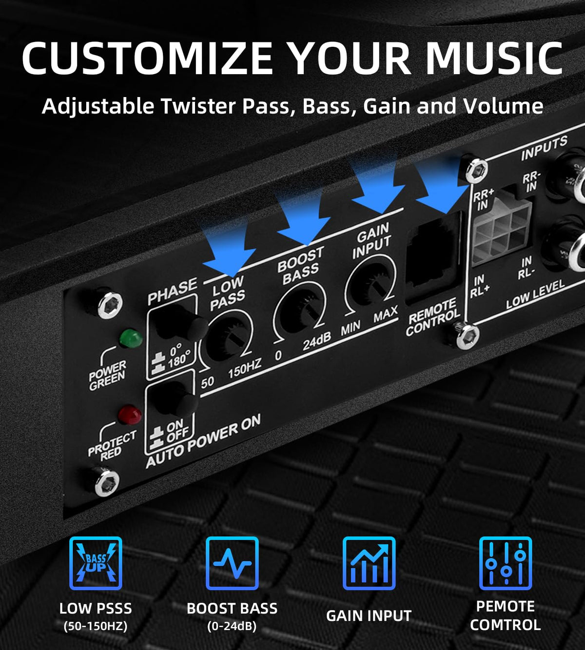 TZGBASS RGB music light adding interior ambiance synchronized to tracks.