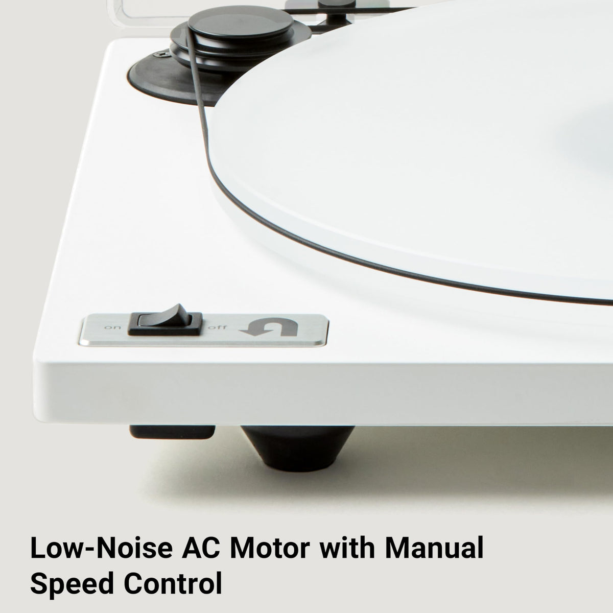 Orbit Plus Gen 2 tonearm closeup highlights precise tracking and low distortion.