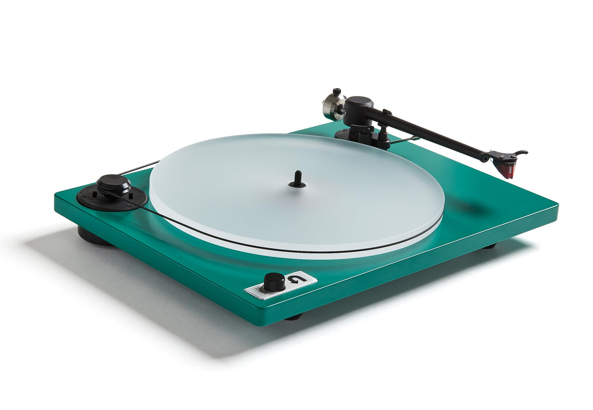 U-Turn Audio Orbit Special Turntable Green top view highlighting belt-driven design
