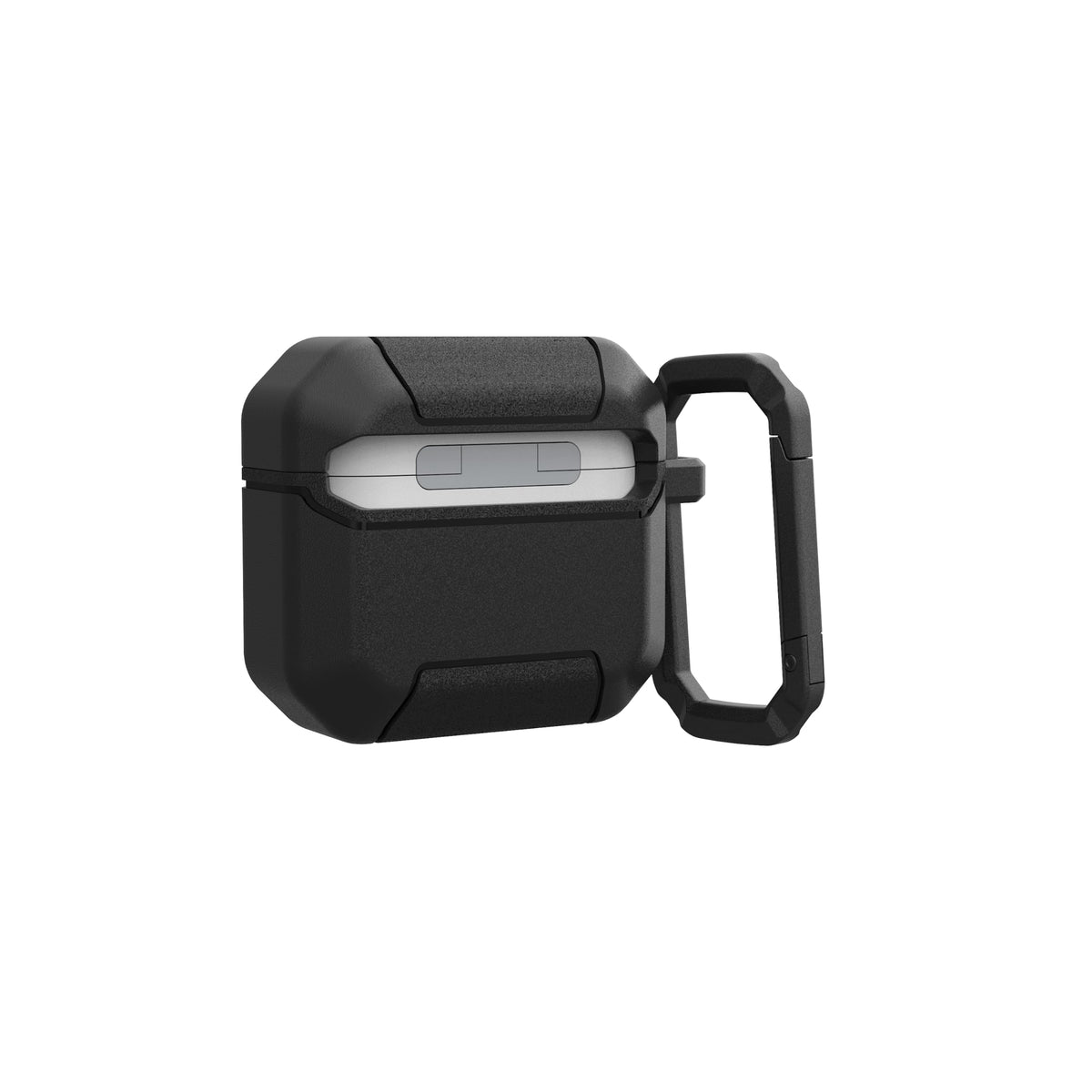 URBAN ARMOR GEAR clipped with detachable carabiner to backpack for quick access