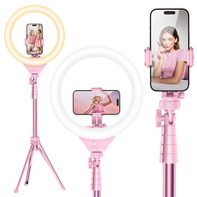 UBeesize front view of pink ring light kit showing complete package and easy setup benefit