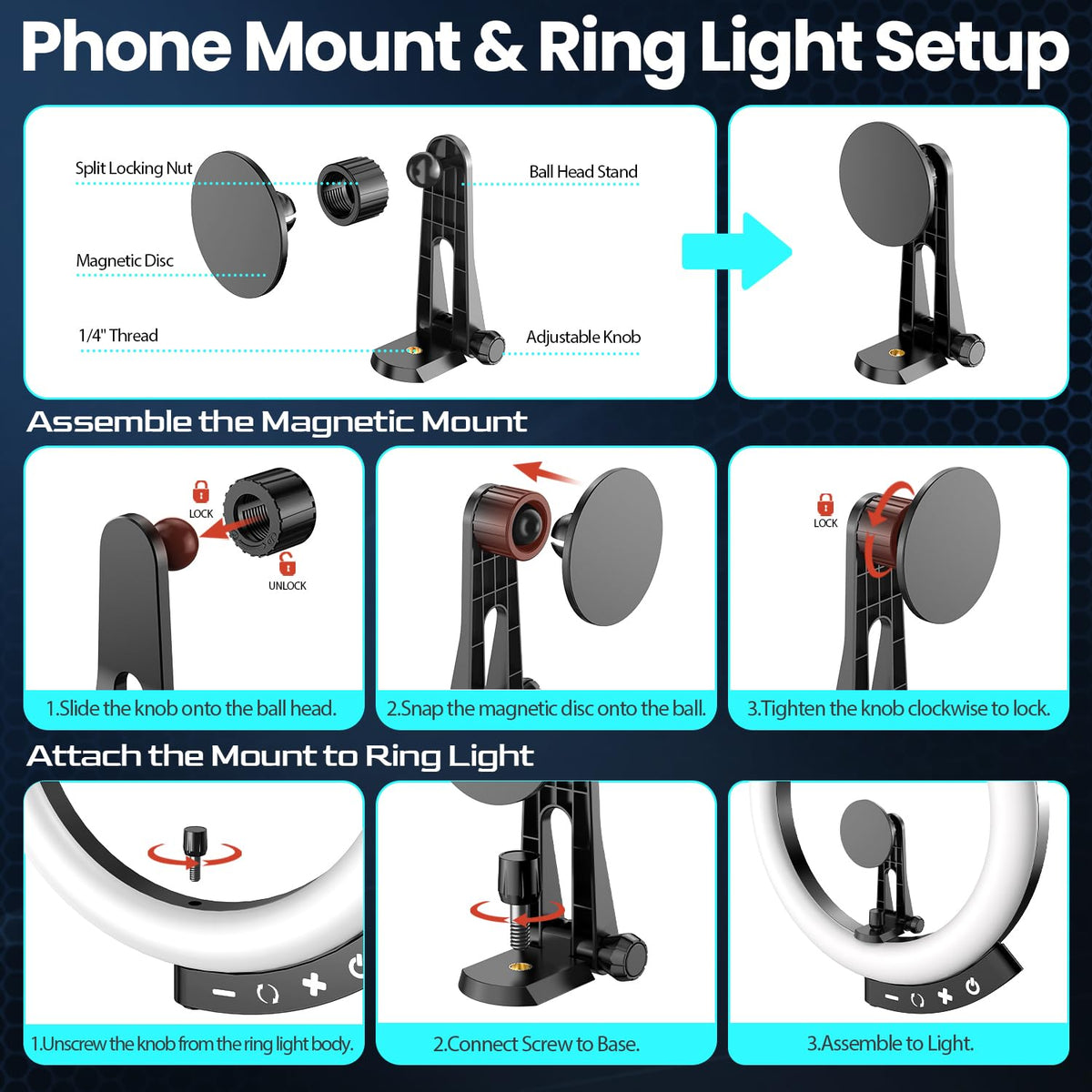 UBeesize magnetic phone holder attached to phone for quick secure mounting