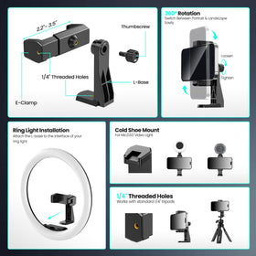 UBeesize ring light next to smartphone showing size comparison and portability benefit