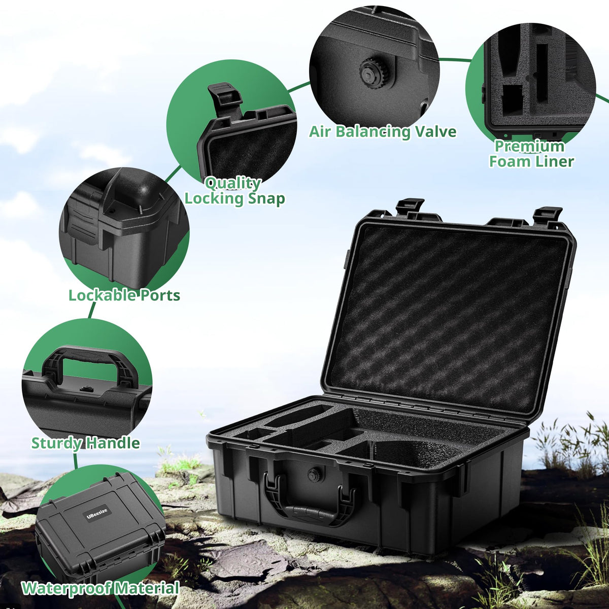 Premium foam interior cushions gear for safe transport