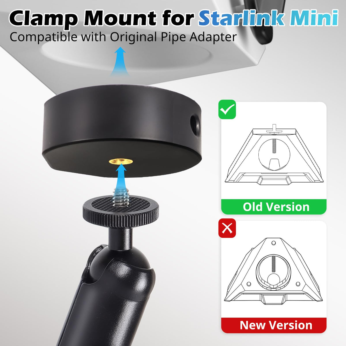 UBeesize Starlink Mini Mount clamp assembly enables quick, tool-free setup anywhere.