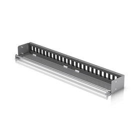 Ubiquiti 24-Port Blank Keystone Patch Panel side view shows durable steel construction