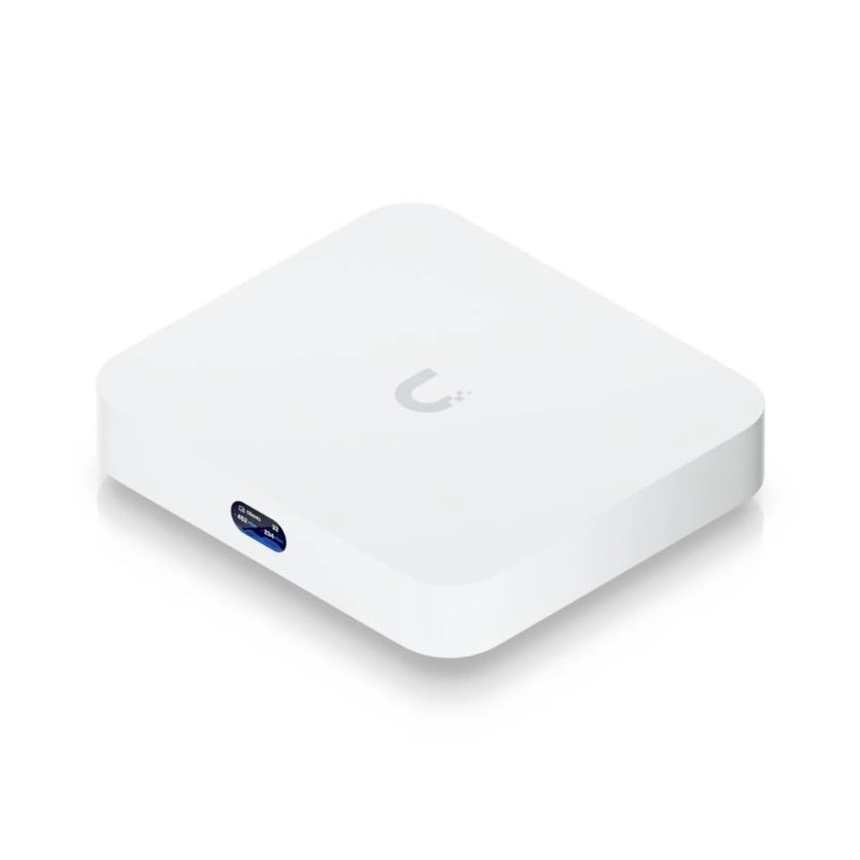 Ubiquiti Cloud Gateway Max front view for compact deployment and quick status checks.