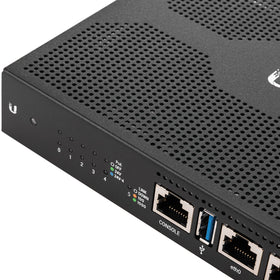Ubiquiti ER-6P networking cabling setup illustrating VLANs and routing paths
