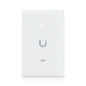 Ubiquiti PoE+ adapter side ports detail highlighting 2.5GbE compatibility and durable jack