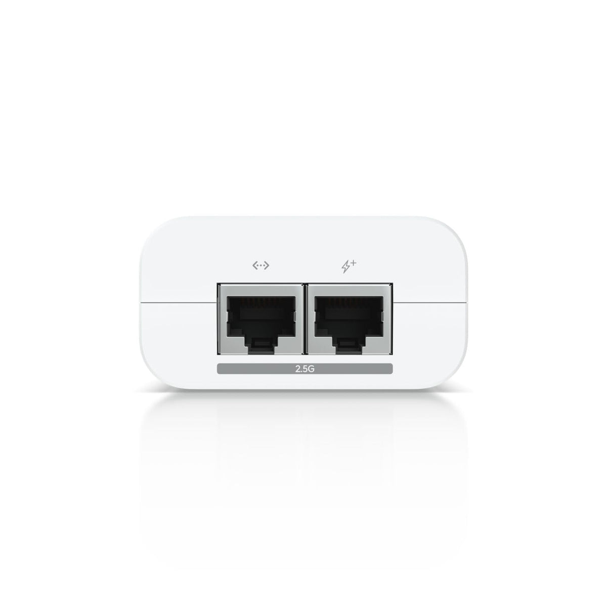 Ubiquiti PoE+ adapter wiring and connector closeup demonstrating secure two-pair power delivery