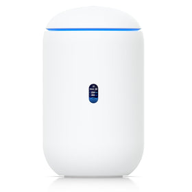 Ubiquiti UDR7 front panel with ports and LEDs for quick setup and status.