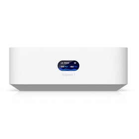 Ubiquiti UniFi UX7 gateway front view for compact, scalable network deployment.