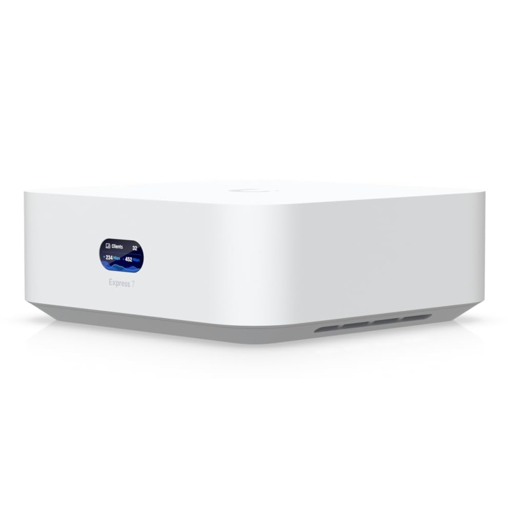Ubiquiti UniFi UX7 gateway ports detail highlighting wired connectivity options.