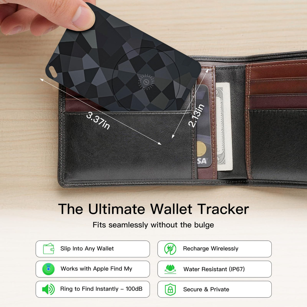 UBOMOPI wallet tracker card setup on iPhone for reliable Find My tracking