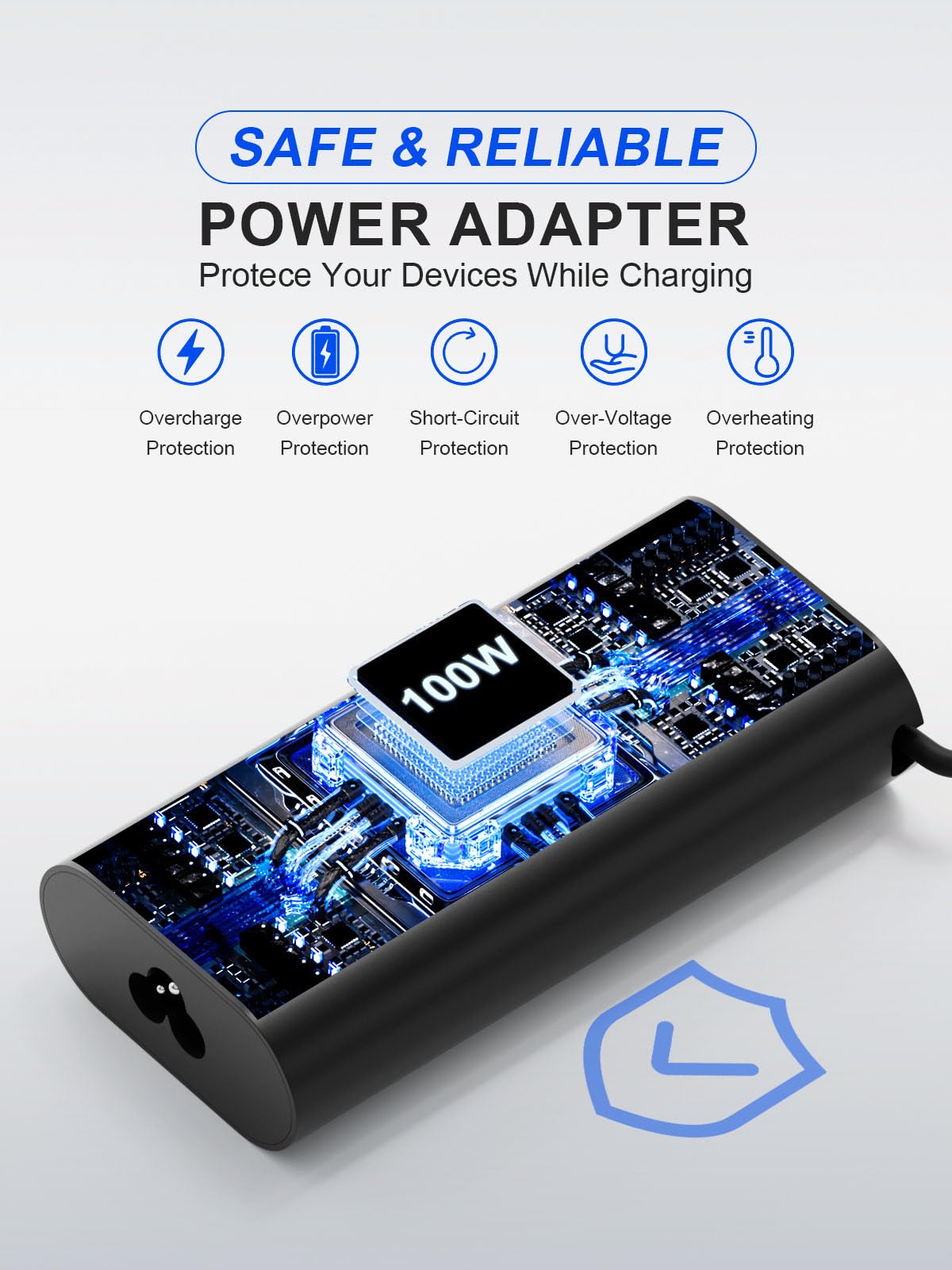 UCANUUP charger with LED ring on DC connector indicating power status.