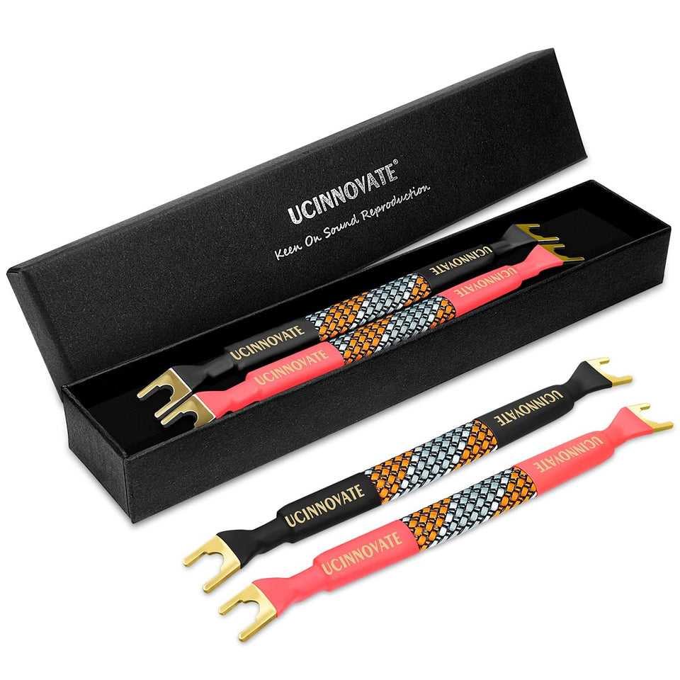 UCINNOVATE 6-inch HiFi OFC jumper cables for clean signal paths in bi-wire systems