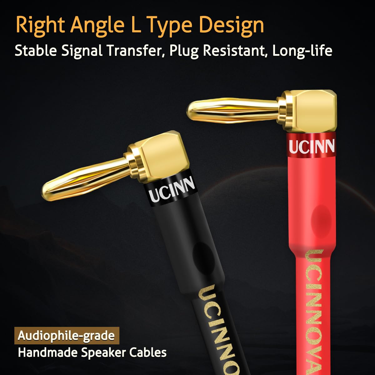 UCINNOVATE banana plug connectors at both ends enable easy plug-and-play installation