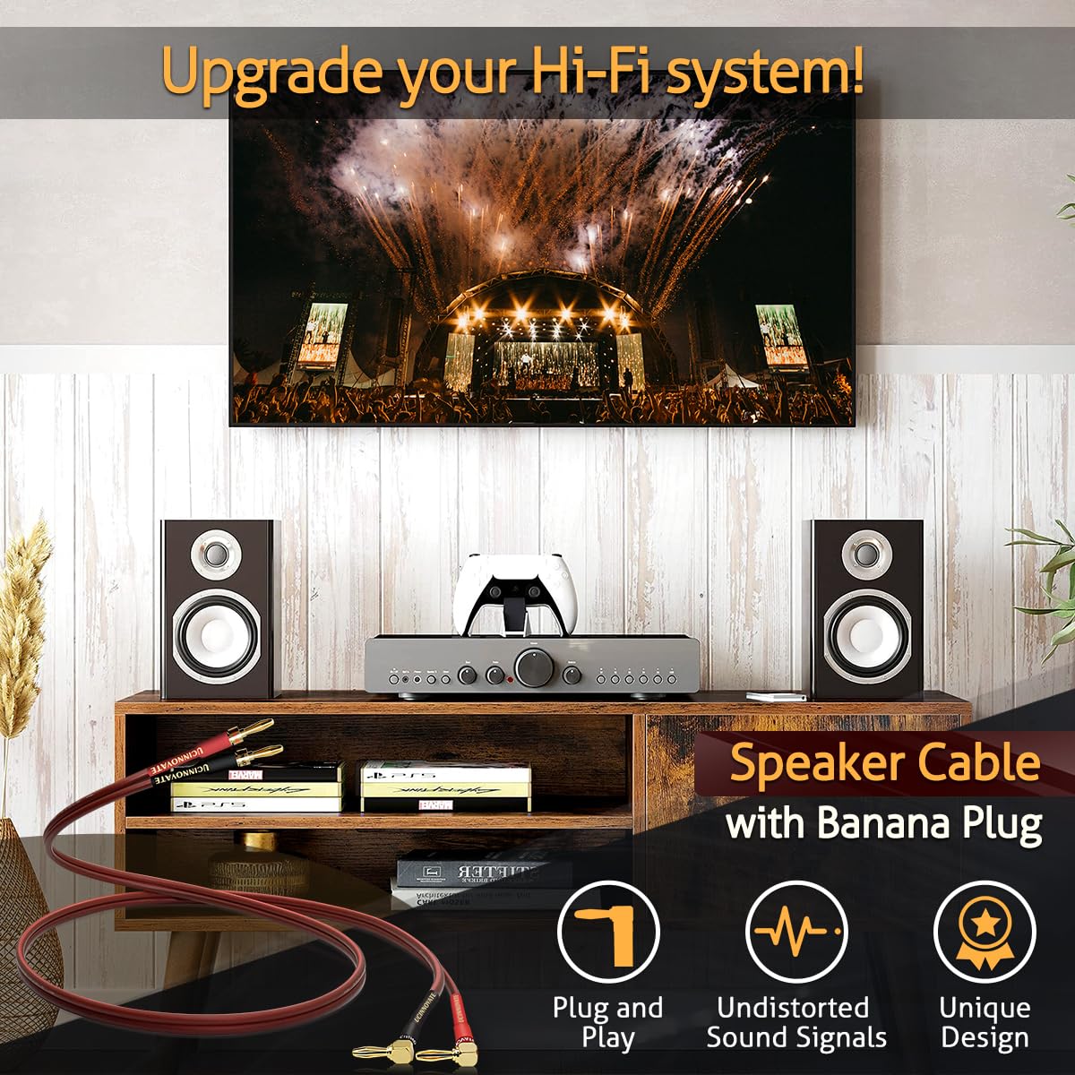 UCINNOVATE complete 2m speaker cable set for flexible home audio placements