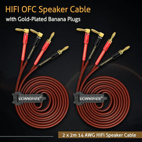 UCINNOVATE right-angle banana plugs reduce rear clearance behind equipment