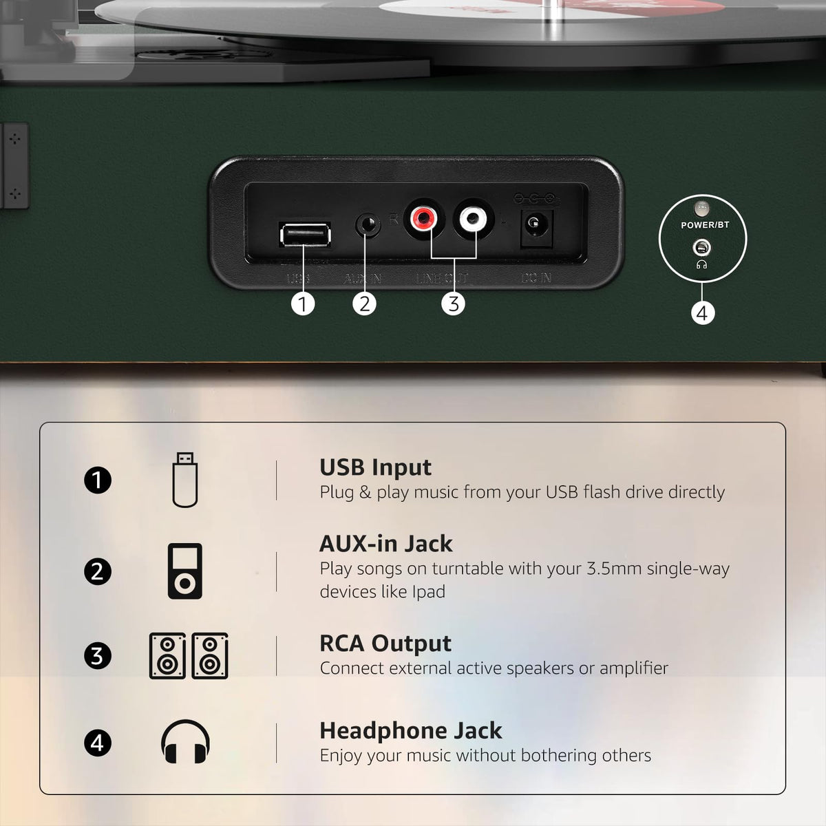 Udreamer cartridge and included 45 RPM adapter detail to play singles without slipping