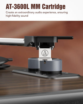 Udreamer belt-drive turntable provides stable playback at 33/45 RPM.