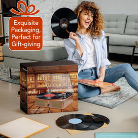 Udreamer turntable in living room setting blending retro style with modern tech