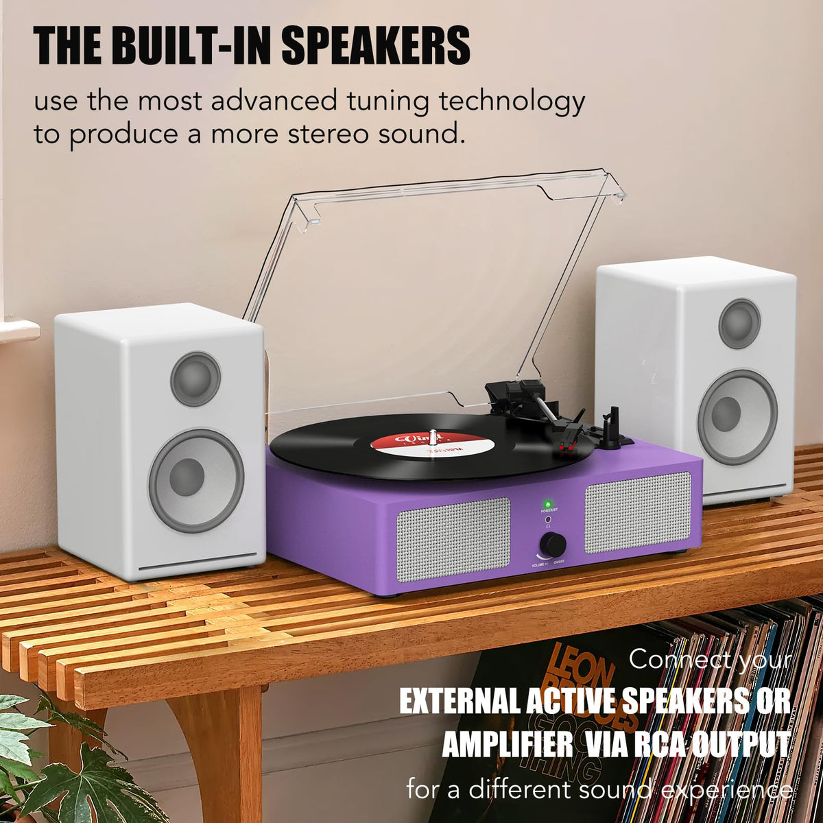 Udreamer open dust cover with vinyl playing demonstrating protection and easy access for listening