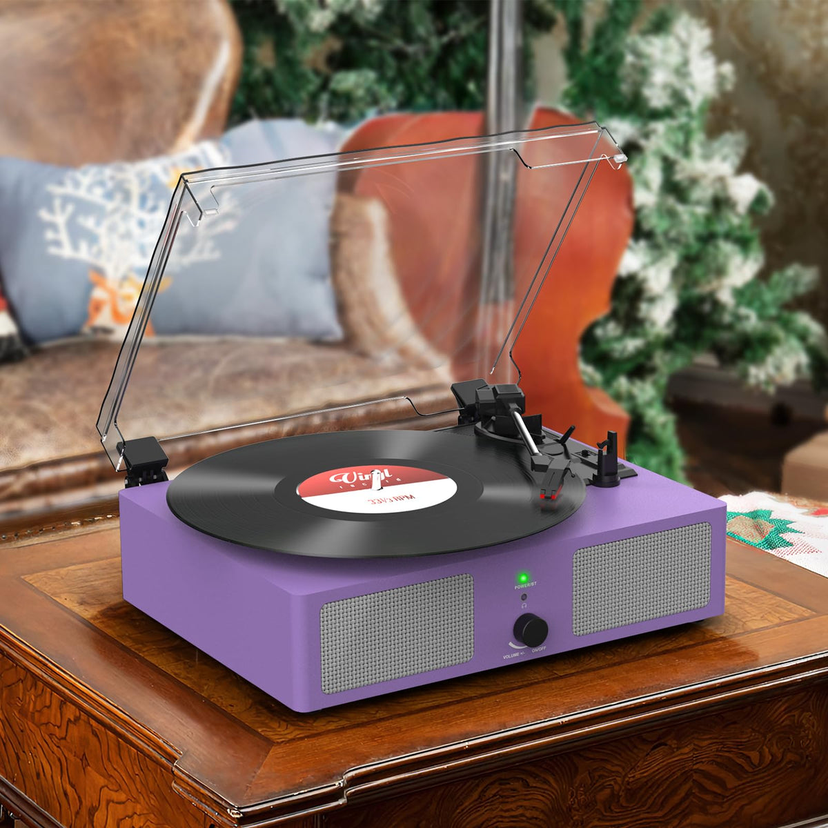 Udreamer packaging and included accessories photo showing 45 RPM adapter, power cord and manual